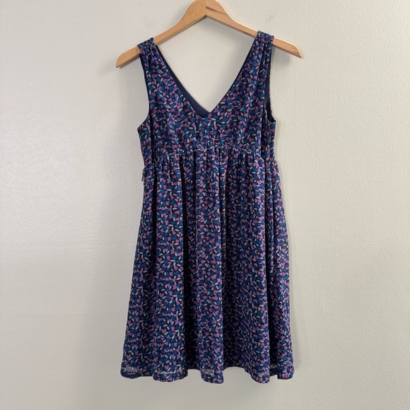 American Eagle Babydoll Heart Blue Purple Sleeveless Empire Waist Mini Dress - Picture 2 of 7